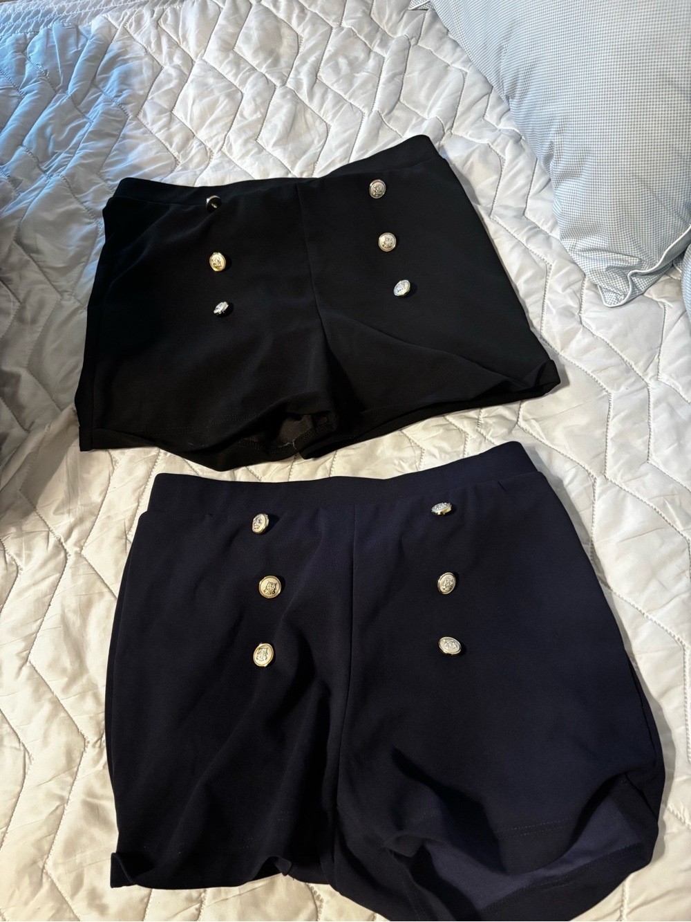 SHEIN Double-Breasted High Waist Shorts - Black & Navy